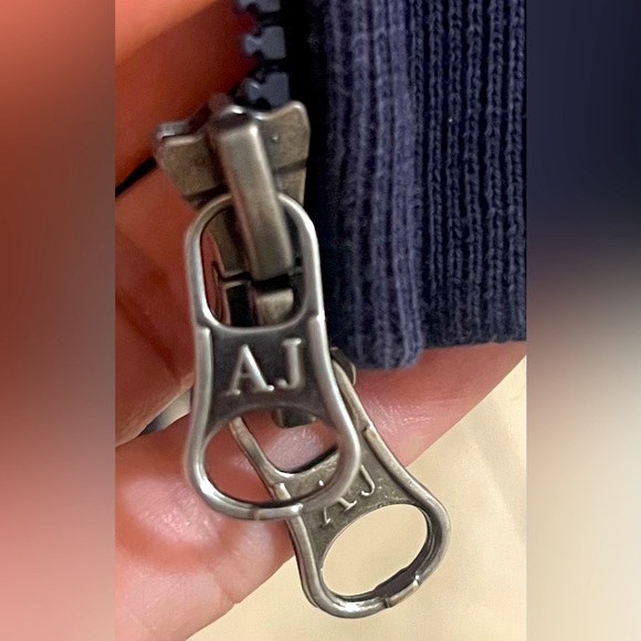 Armani Jeans Men’s Dark Blue Navy Hoodie size L two way zipper - Picture 6 of 10